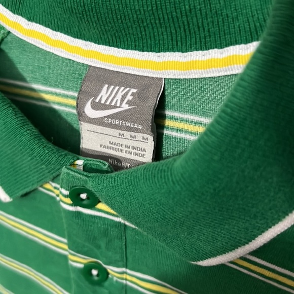 Y2K Nike Polo Shirt Mens Medium  Short Sleeve Striped Casual Vintage - Picture 3 of 4
